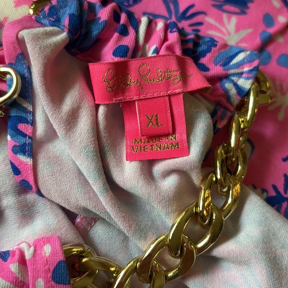 Lilly Pulitzer Bowen Halter Top Tank Havana Pink Turtle Tidepool Women’s XL - Picture 7 of 8